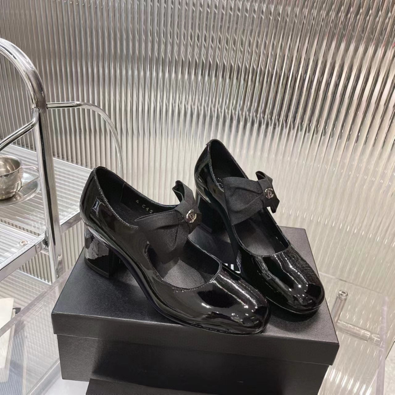 Chanel 24C Bow Mary Jane Shoes Original Patent Calf Leather 55MM Heels C85923 Black Chanel 24C Bow Mary Jane Shoes Original Patent Calf Leather 55MM Heels C85923 Black