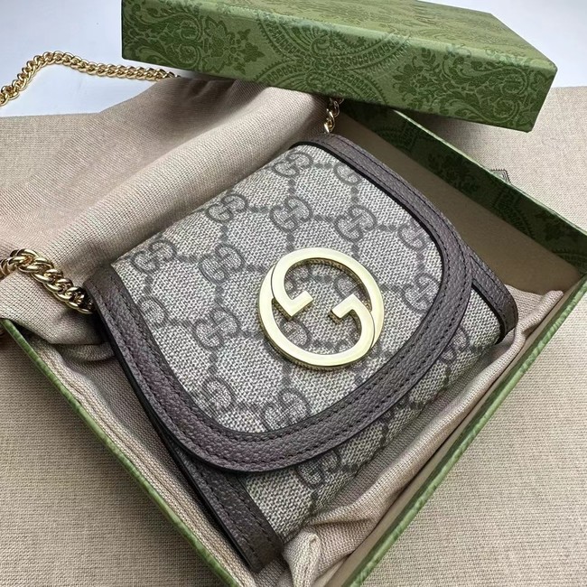 Gucci Blondie card case wallet GG Supreme canvas 725219 brown