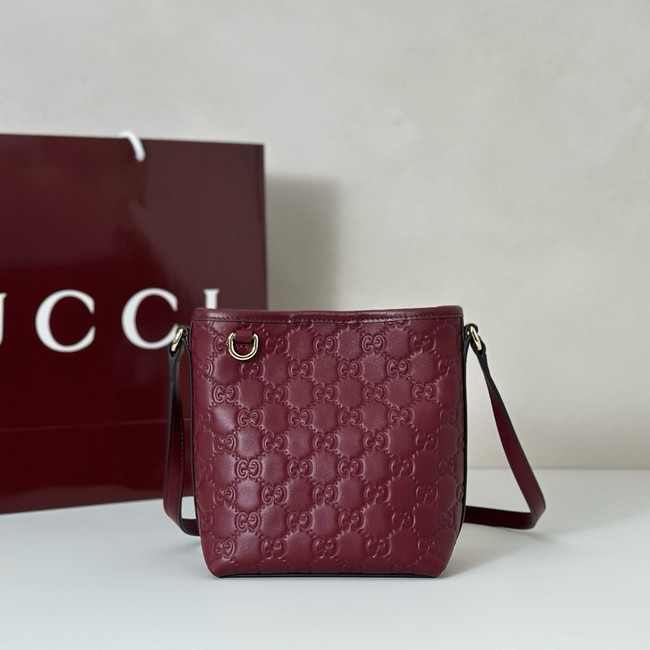 Gucci GG Emblem nano bucket bag 847090 Rosso Ancora red