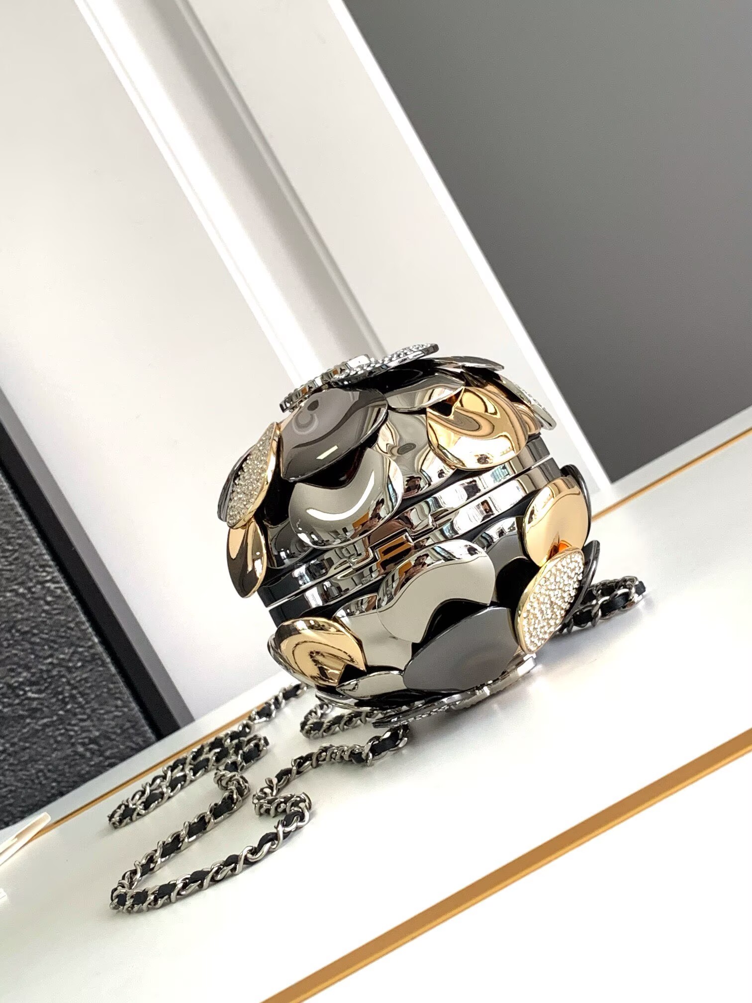 Chanel Camellia With Diamonds Mini Ball Bag 63028 Gold Chanel Camellia With Diamonds Mini Ball Bag 63028 Gold
