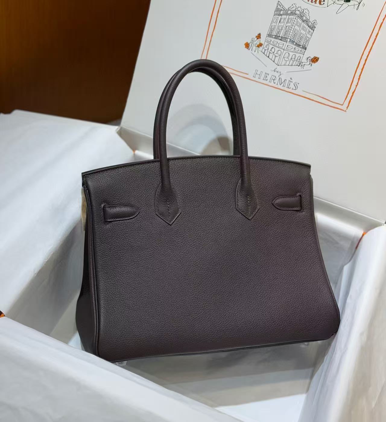Hermes Original Togo Leather HB30O Coffee Hermes Original Togo Leather HB30O Coffee