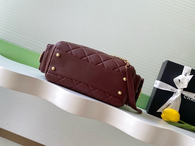 Chanel Lambskin Bowling Bag AS5791 burgundy