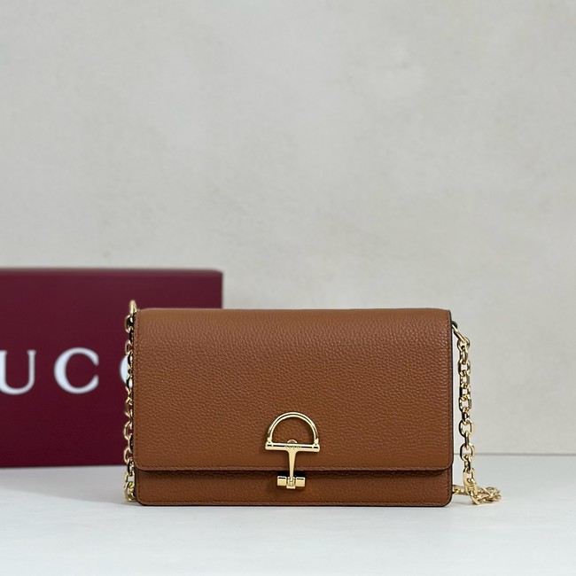 Gucci Half Horsebit wallet on chain 855654 brown
