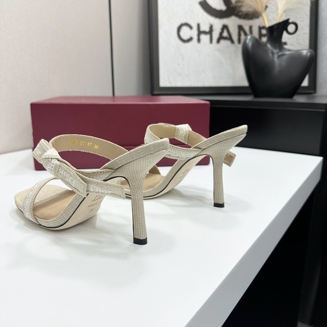 Dior Heeled Sandal with JAdior Straps Embroidered Cotton KCO538NV-2