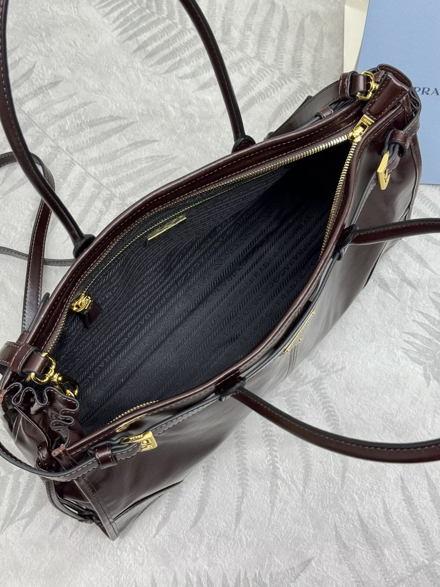 Prada Bonnie Leather Tote Bag 1BA433 Dark Brown Prada Bonnie Leather Tote Bag 1BA433 Dark Brown