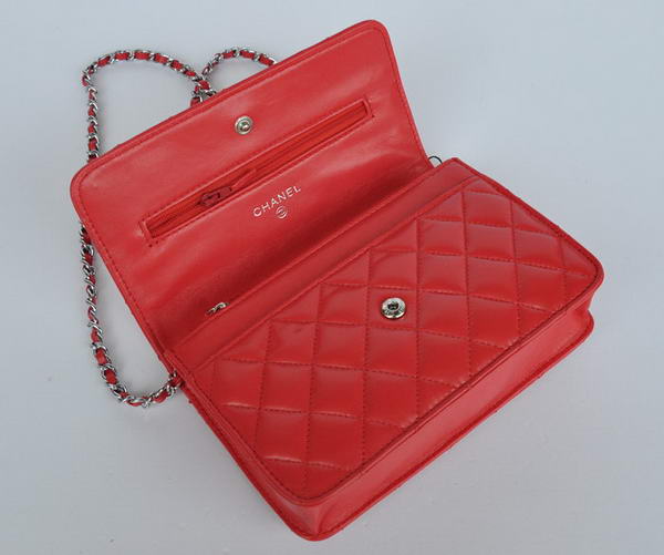 New Color Chanel A33814 Red Sheepskin Leather Flap Bag Silver New Color Chanel A33814 Red Sheepskin Leather Flap Bag Silver