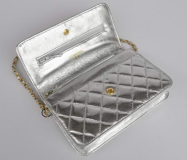 New Color Chanel A33814 Silver Sheepskin Leather Flap Bag Gold New Color Chanel A33814 Silver Sheepskin Leather Flap Bag Gold