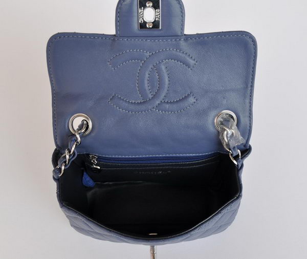 Chanel Classic Blue Lambskin Silver Chain Quilted Flap Bag 1115 Chanel Classic Blue Lambskin Silver Chain Quilted Flap Bag 1115