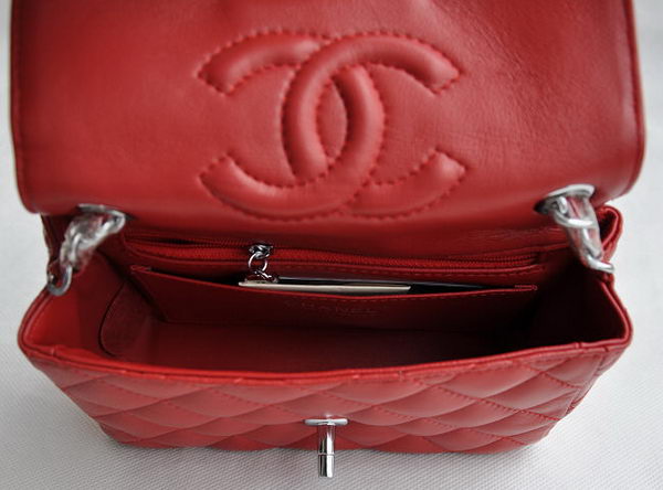 Chanel Classic Red Lambskin Silver Chain Quilted Flap Bag 1115 Chanel Classic Red Lambskin Silver Chain Quilted Flap Bag 1115