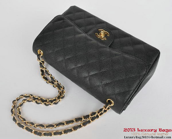 Chanel Jumbo Quilted Classic Cannage Patterns Flap Bag A58600 Black Gold Chanel Jumbo Quilted Classic Cannage Patterns Flap Bag A58600 Black Gold