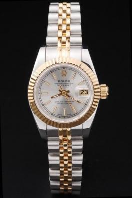 Rolex Datejust Mechanism Golden&White Women Watch-RD2457 Rolex Datejust Mechanism Golden&White Women Watch-RD2457
