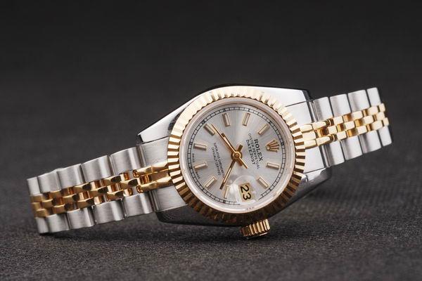 Rolex Datejust Mechanism Golden&White Women Watch-RD2457 Rolex Datejust Mechanism Golden&White Women Watch-RD2457
