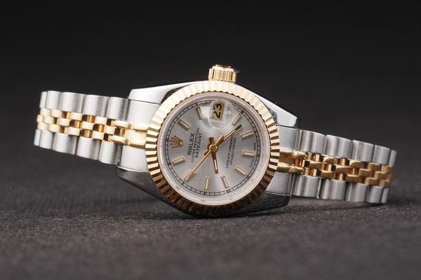 Rolex Datejust Mechanism Golden&White Women Watch-RD2457 Rolex Datejust Mechanism Golden&White Women Watch-RD2457